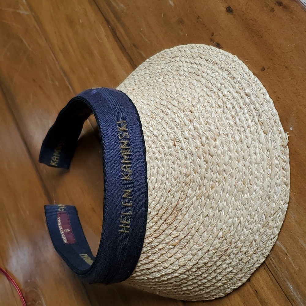 Helen Kaminski woven visor navy trim